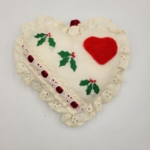 Christmas Handmade Cloth Heart Ornament Vintage